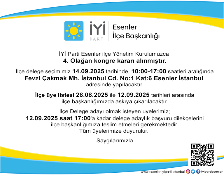 İlçe Delege Seçimi Duyuru Paylaşımı